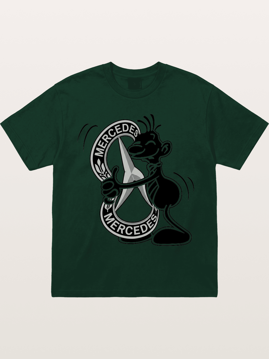 Character Holding Mercedes Emblem Gildan T-shirt