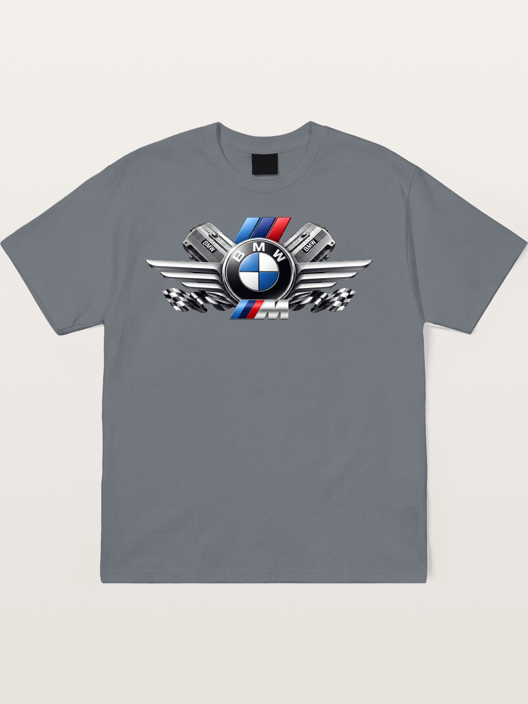 BMW Engine & Logo Wing Design Cotton T-shirt