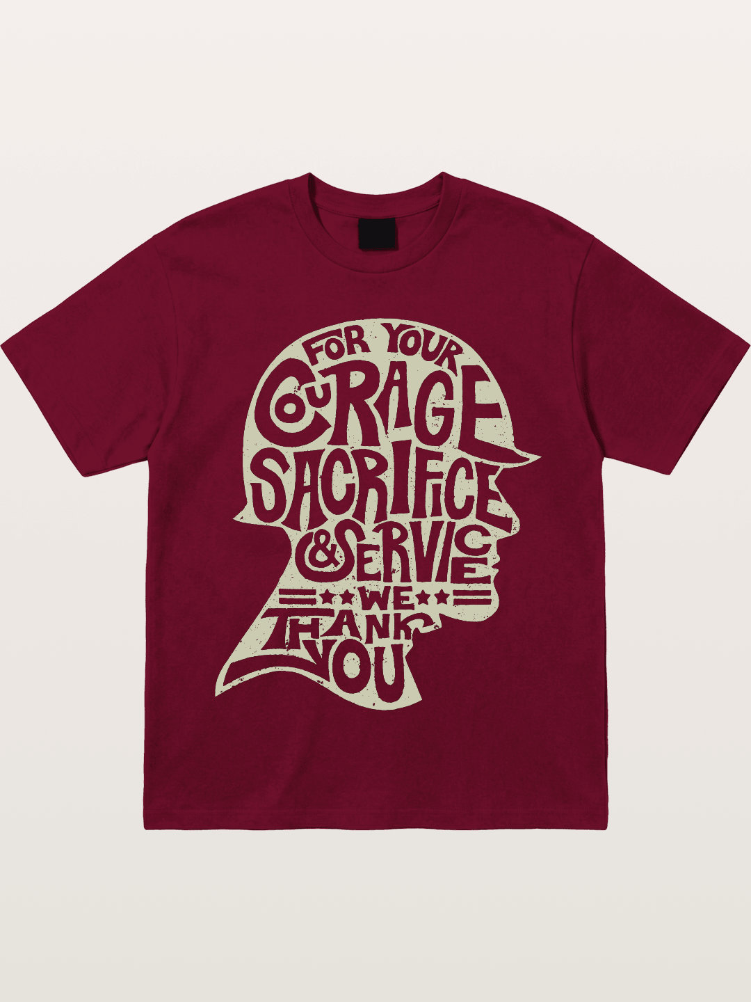 Soldier Helmet Courage Sacrifice Word Art Gildan T-shirt
