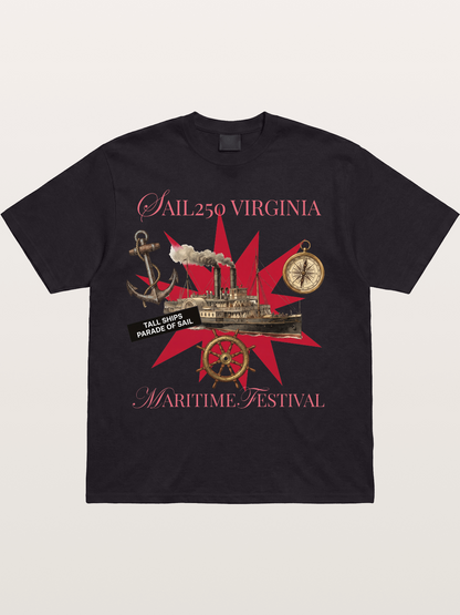 Red Star Tall Ship Festival Art Cotton T-shirt