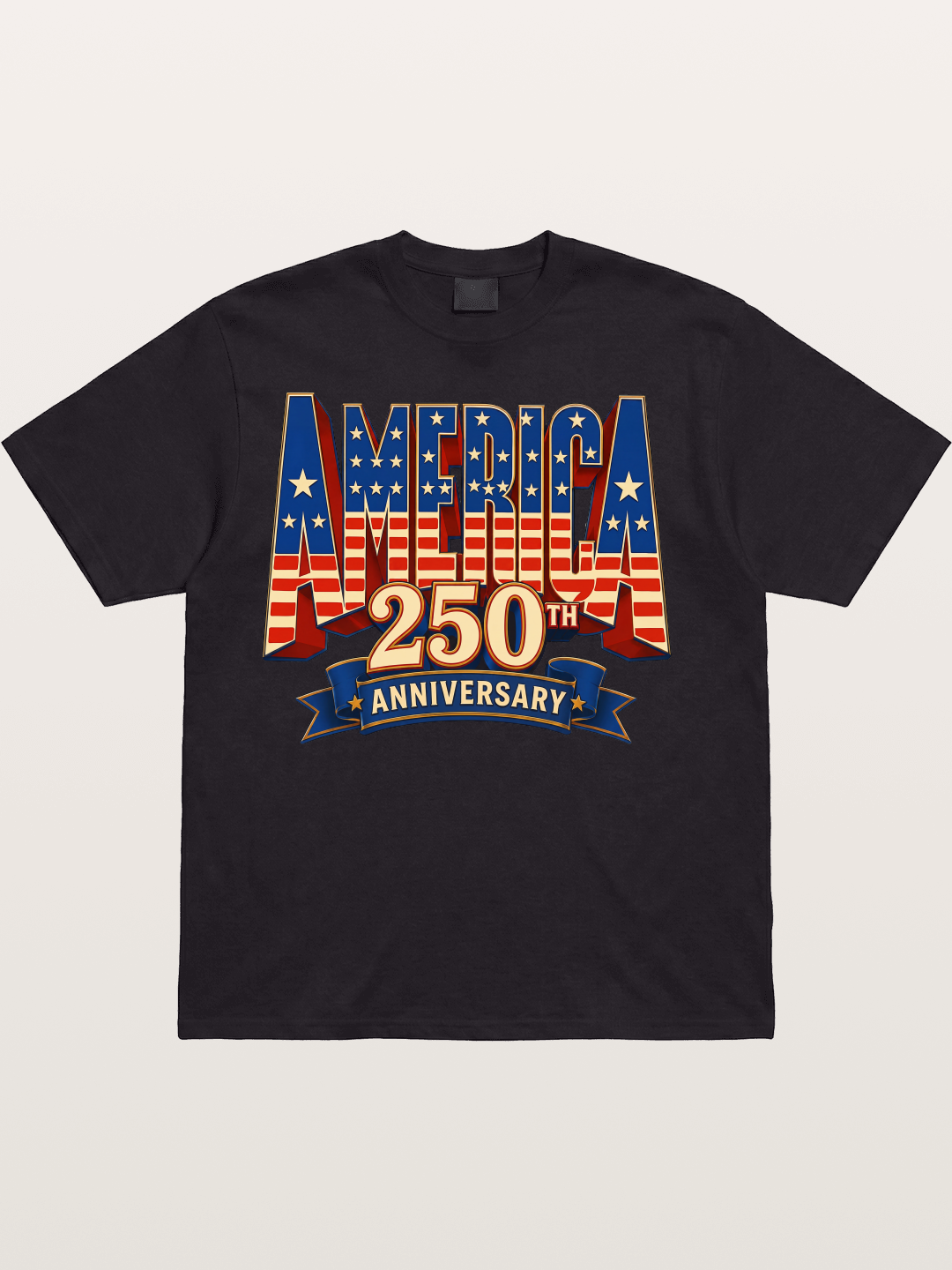 America 250th 3D Lettering Cotton T-shirt