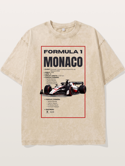 F1 Monaco Grand Prix Fact Sheet Washed T-shirt