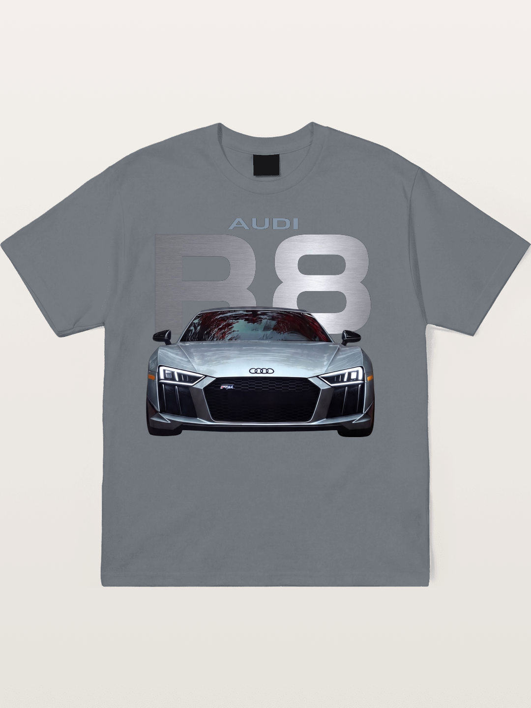 Audi R8 Silver Supercar Front Cotton T-shirt