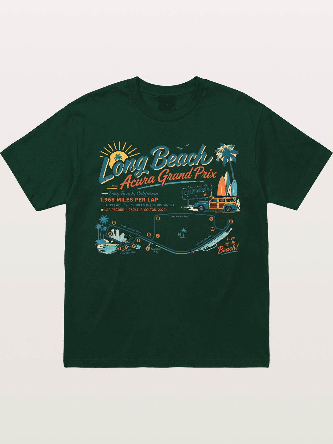 California Long Beach Race Poster Gildan T-shirt