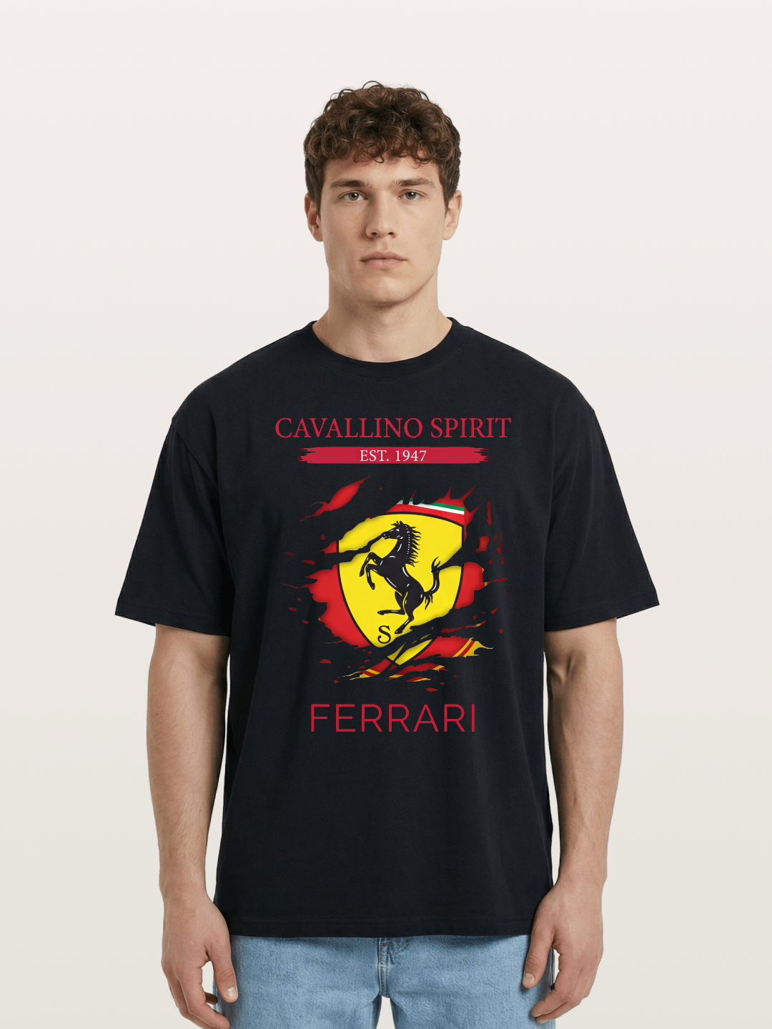 Ferrari 1947 Tear Logo Cotton T-shirt