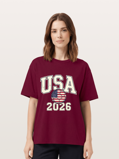 USA 2026 Cracked Letter Soccer Gildan T-shirt