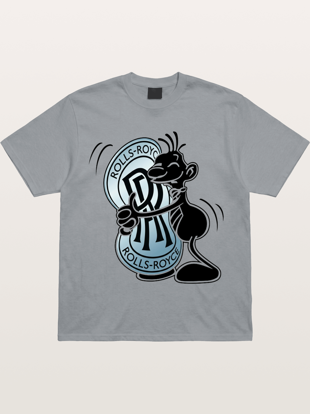 Mascot Hugging Rolls-Royce Logo Gildan T-shirt