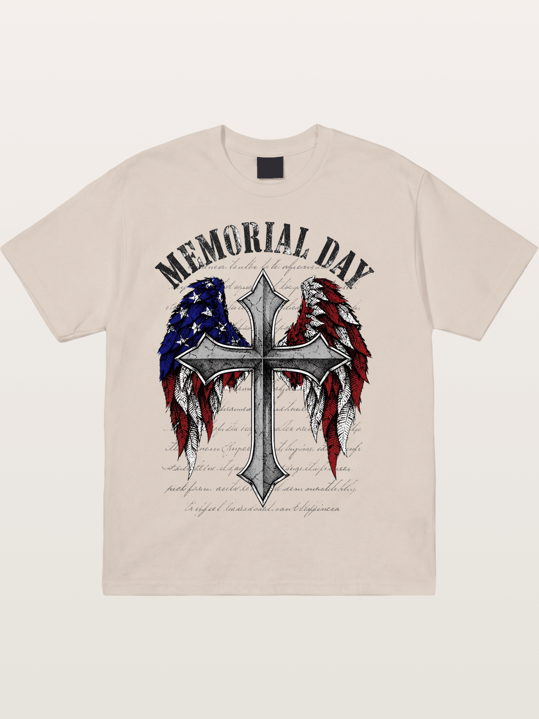 Memorial Day Cross Wings Art Cotton T-shirt