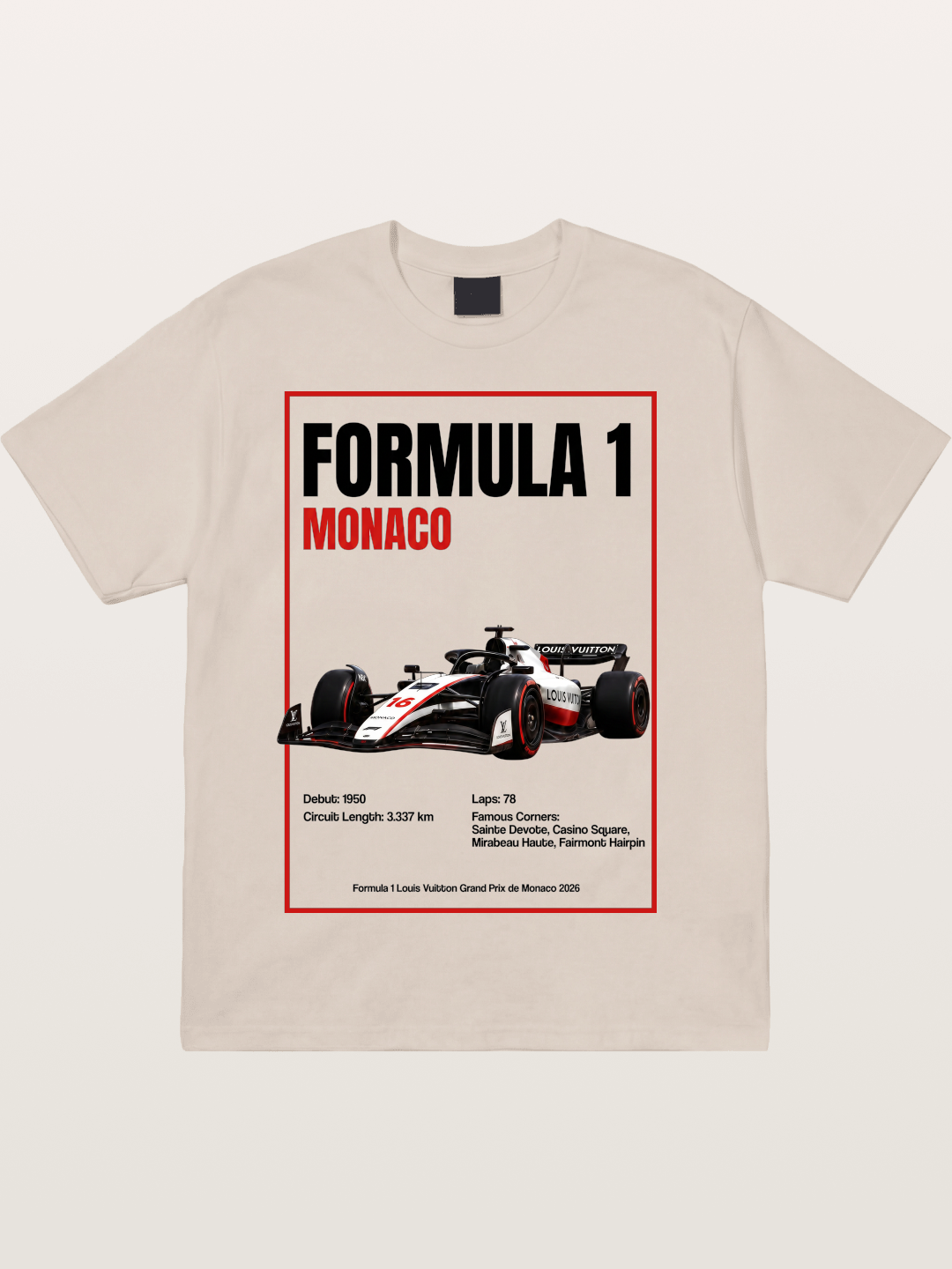 F1 Monaco LV Racing Car Poster Cotton T-shirt