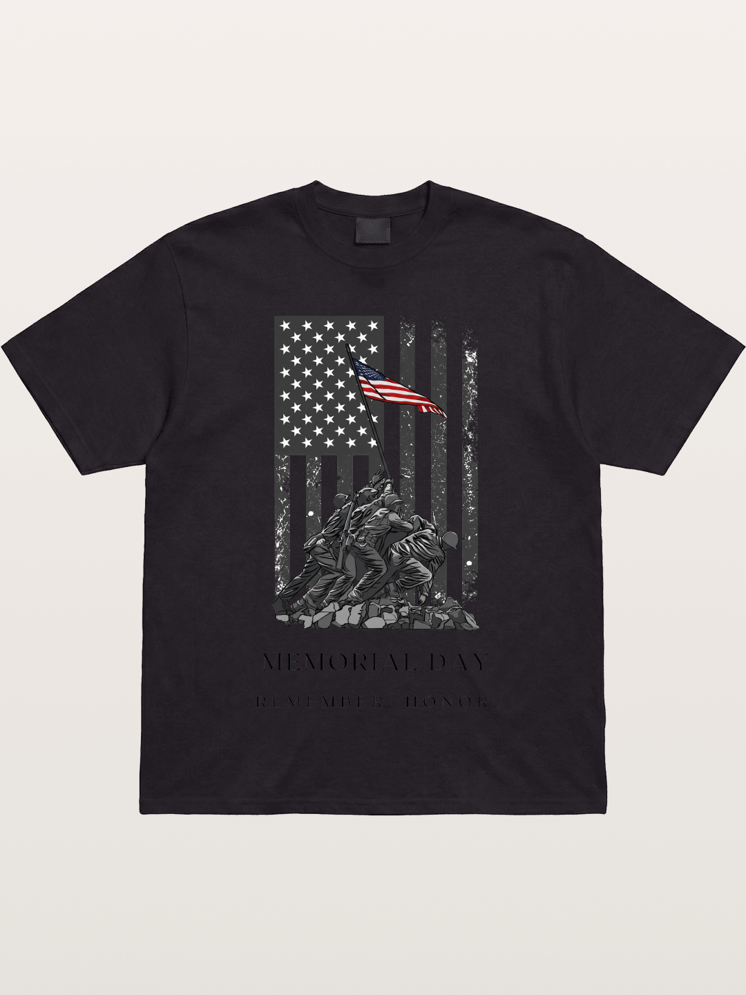 Memorial Day Flag Raising Print Gildan T-shirt