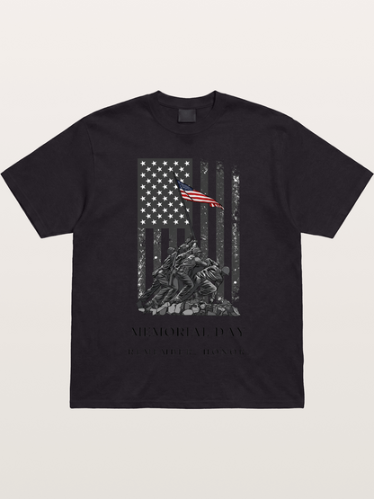 Memorial Day Flag Raising Print Gildan T-shirt