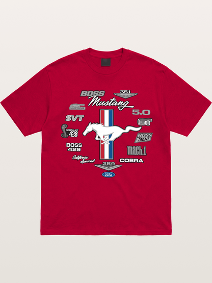 Ford Mustang Generations Badge Collection Gildan T-shirt