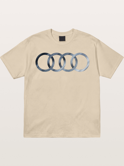 Audi Four Rings Brushed Metal Logo Gildan T-shirt