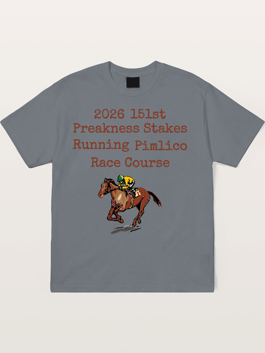 151st Preakness Yellow Silks Horse Cotton T-shirt