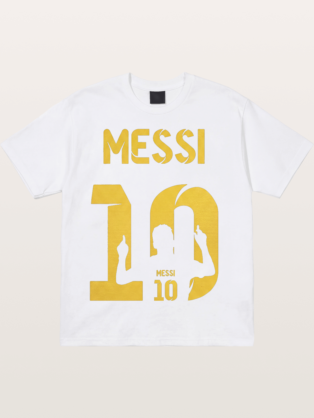 Messi No.10 Gold Silhouette Cotton T-shirt