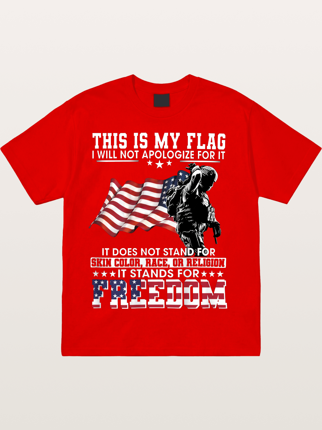 Freedom Soldier American Flag Silhouette Cotton T-shirt