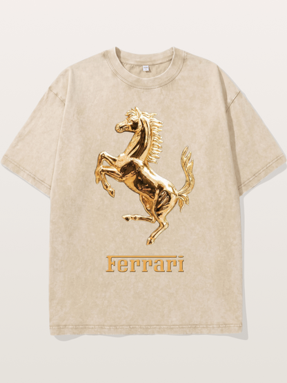 Ferrari Golden Prancing Horse Washed T-shirt