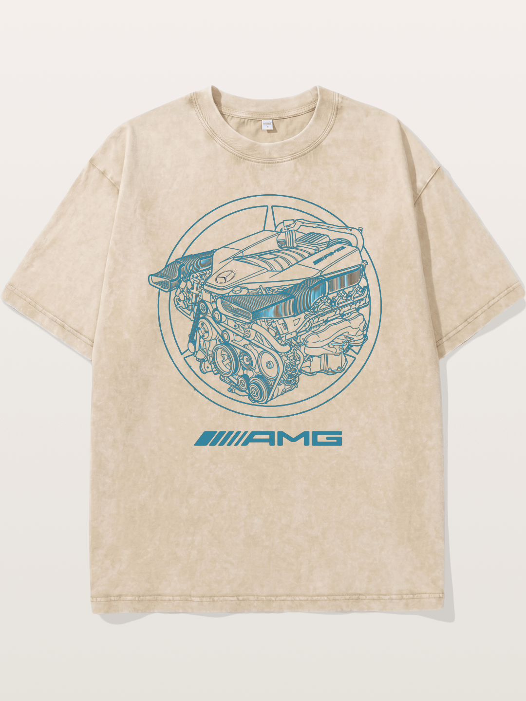 Mercedes AMG Engine Cutaway Blueprint Washed T-shirt