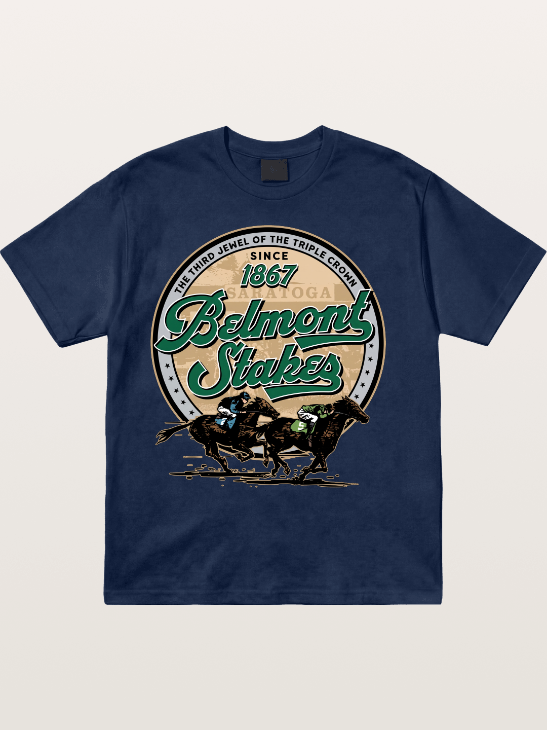 Belmont Stakes Two Horses Racing Cotton T-shirt