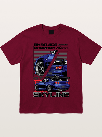Nissan Skyline GT-R R34 Split View Gildan T-shirt