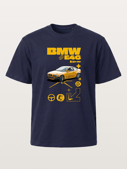 BMW E46 Yellow Tuner Print Gildan T-shirt