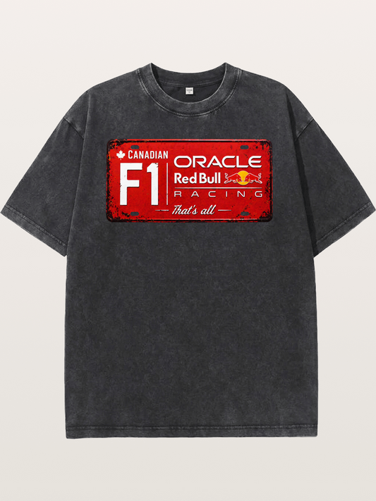 Red Bull F1 Vintage License Plate Washed T-shirt