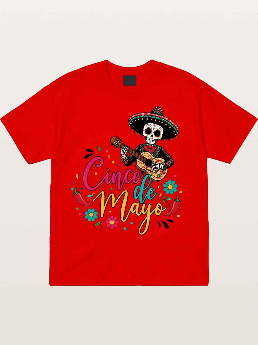 Cinco De Mayo Sugar Skull Graphic Cotton T-shirt