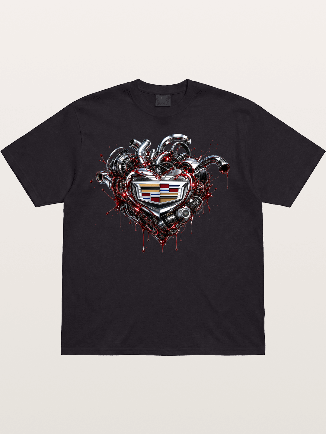Cadillac Engine Heart Design Cotton T-shirt