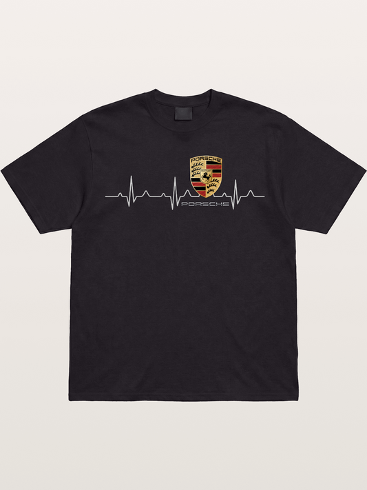 Porsche Heartbeat ECG Line Design Gildan T-shirt