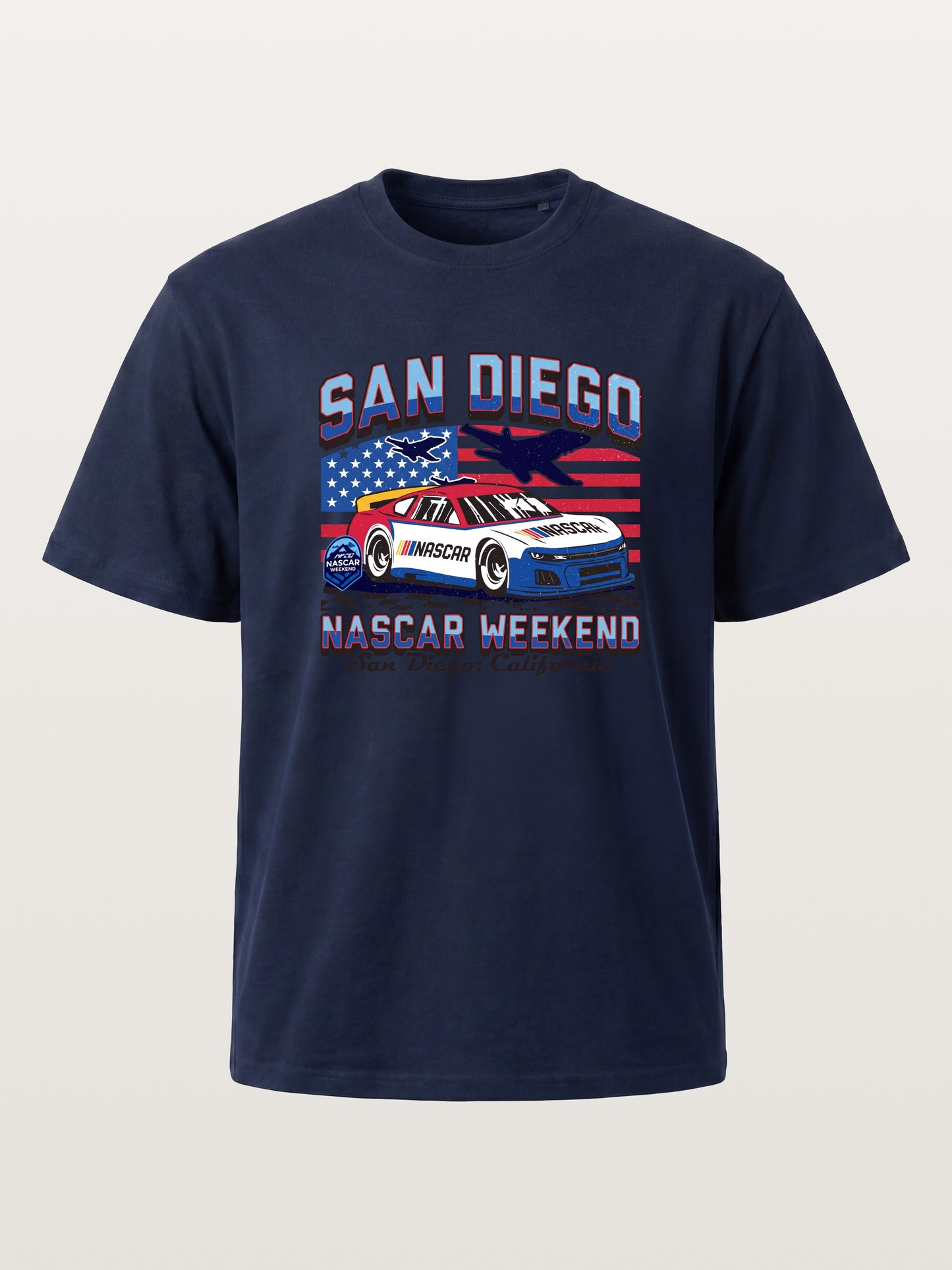 San Diego NASCAR Jet and Race Car Cotton T-shirt
