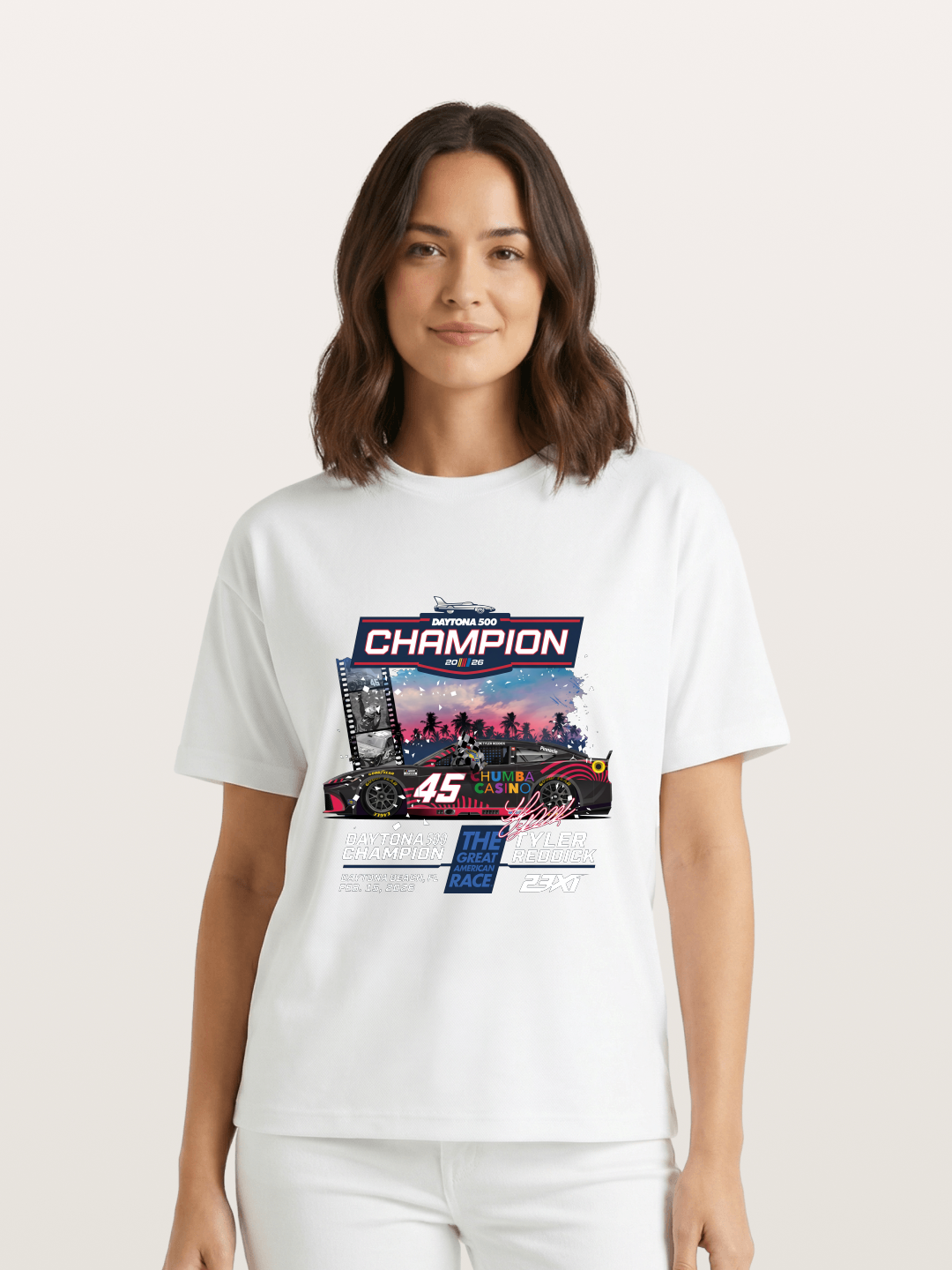 Tyler Reddick 45 Champion Car Art Gildan T-shirt