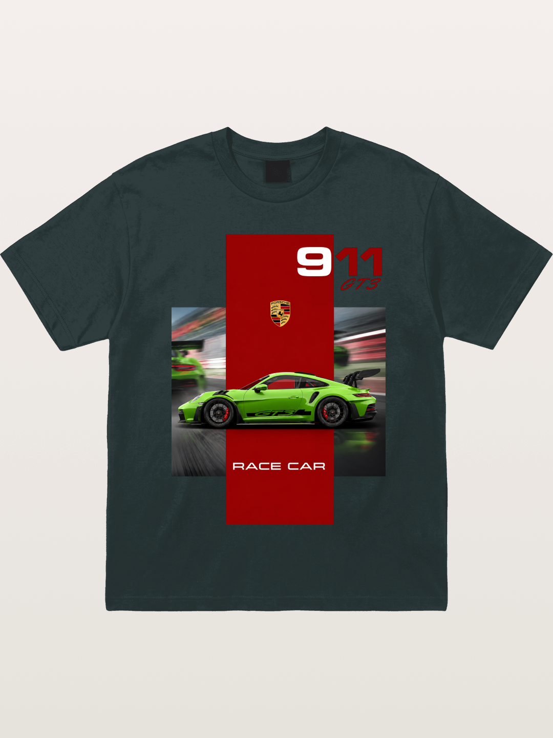 Porsche 911 GT3 Green Race Car Gildan T-shirt
