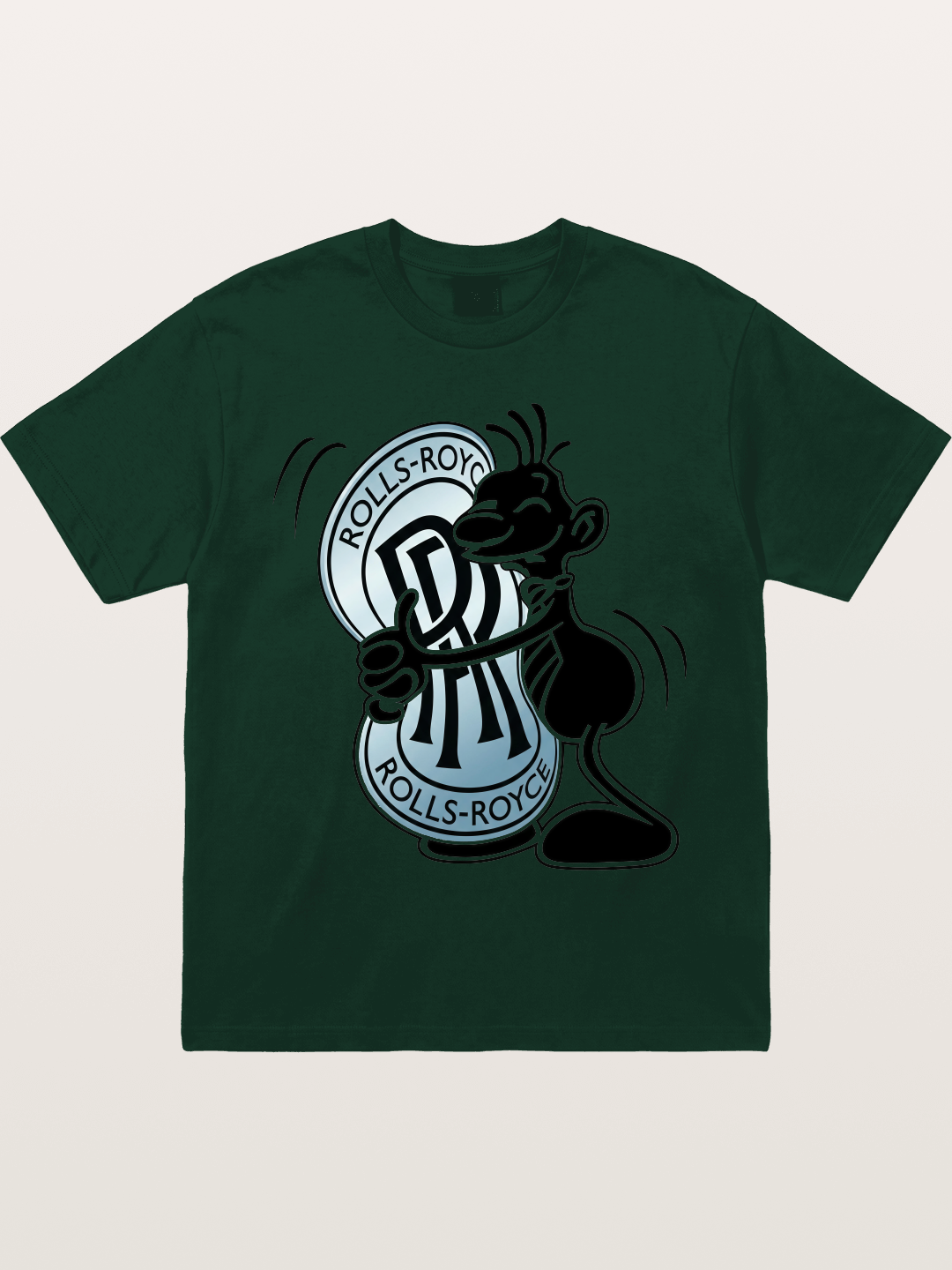 Mascot Hugging Rolls-Royce Logo Gildan T-shirt