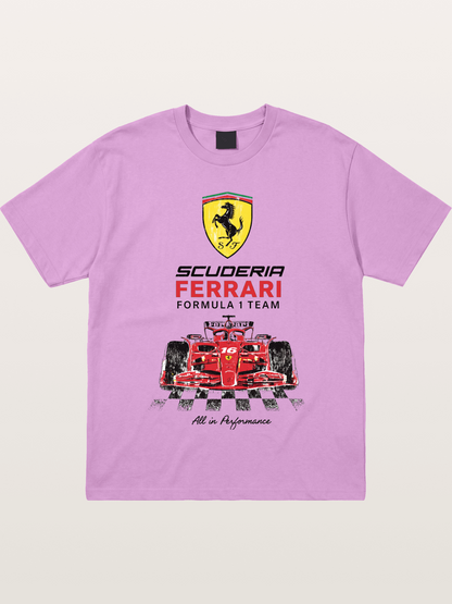 Ferrari F1 Team Racing Poster Gildan T-shirt