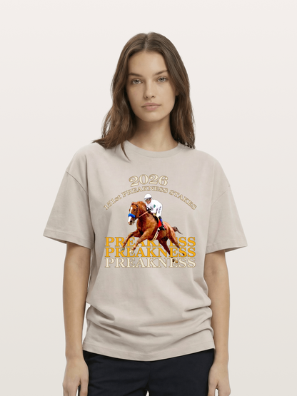 151st Preakness Jockey on Chestnut Horse Cotton T-shirt