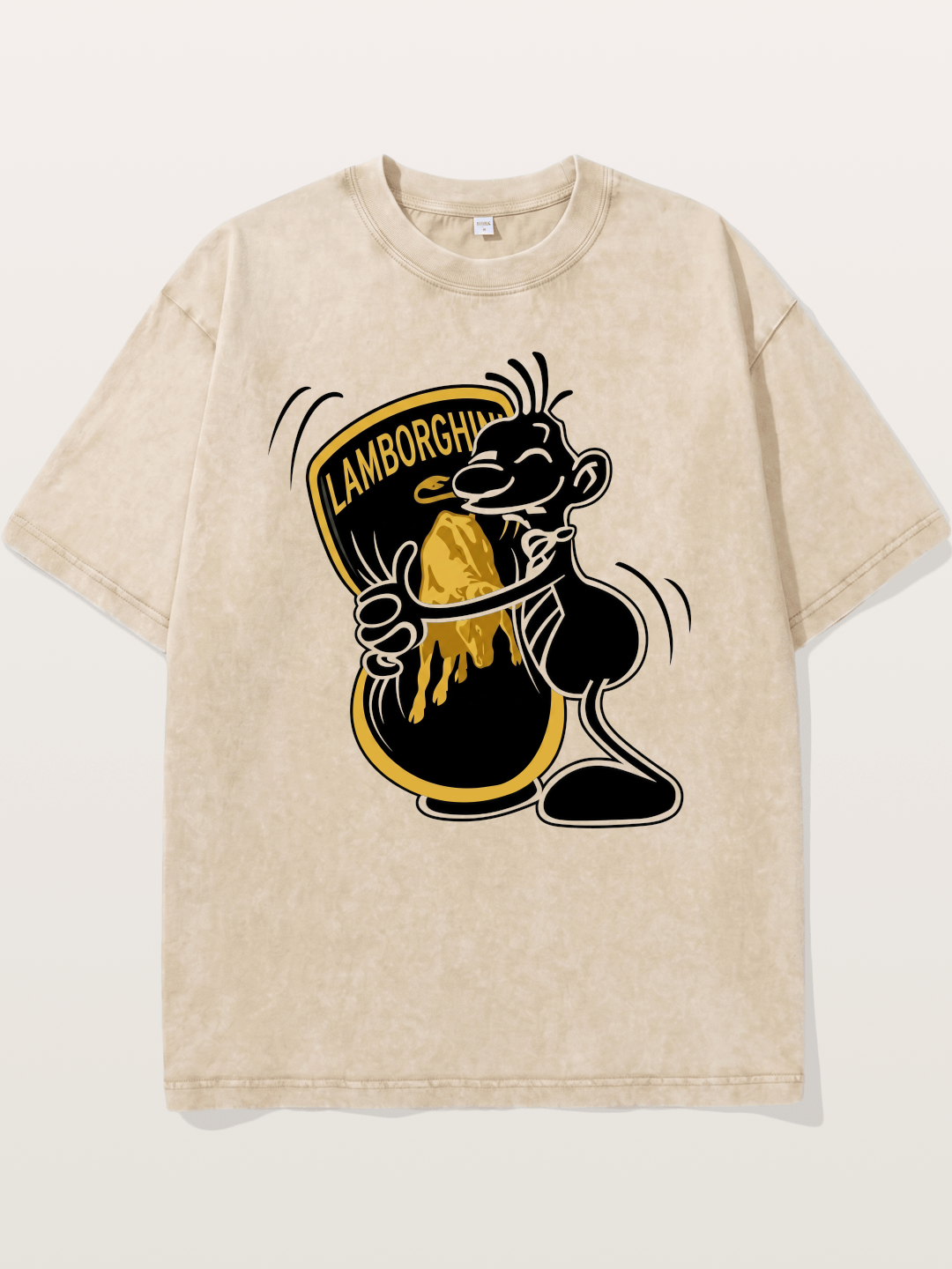 Cartoon Hugs Lamborghini Logo Washed T-shirt