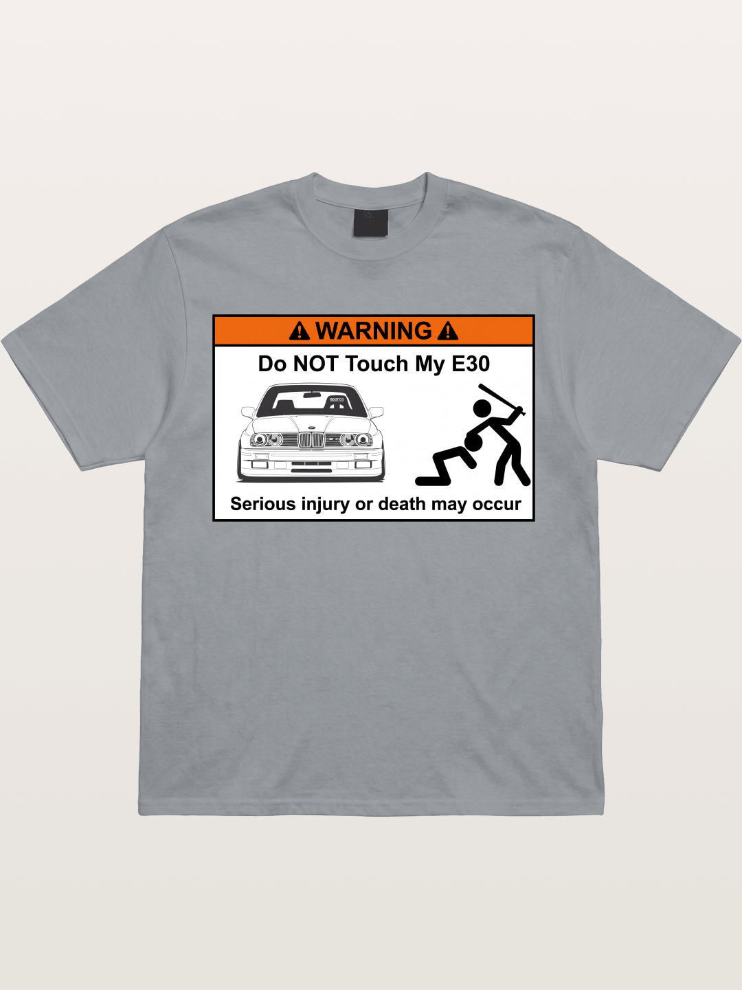E30 Warning Sticker Print Gildan T-shirt