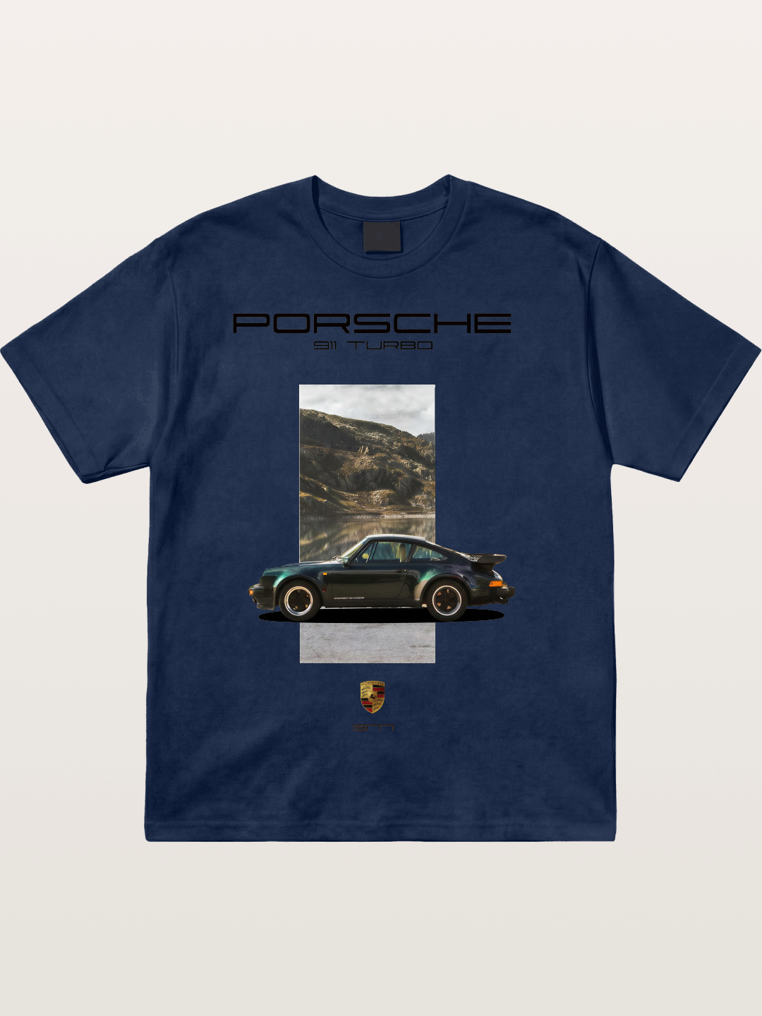Vintage 911 Turbo Mountain Print Cotton T-shirt