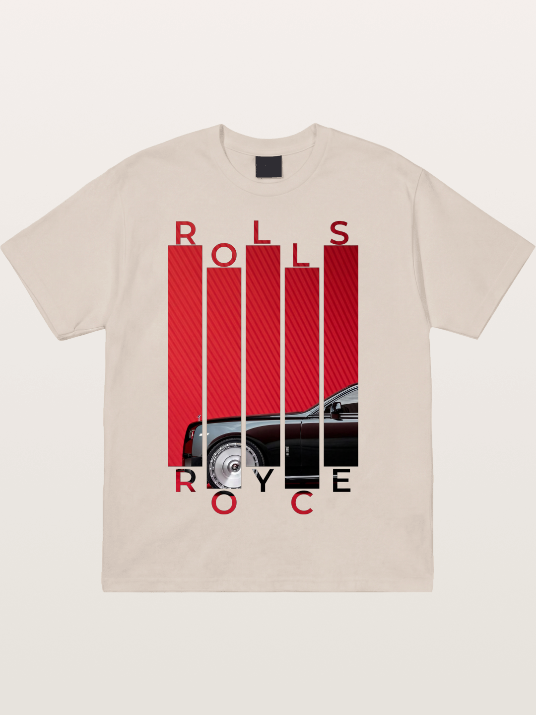 Rolls Royce Barcode Style Print Cotton T-shirt
