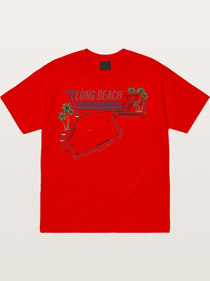 Long Beach Race Track Art Cotton T-shirt