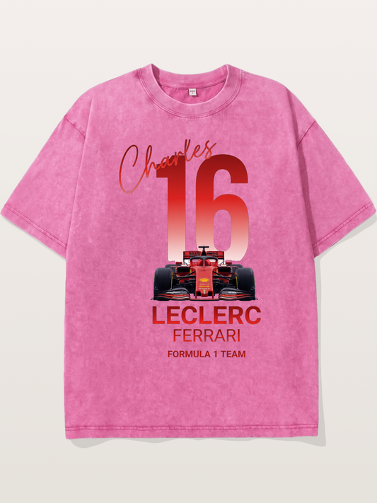 Charles Leclerc Ferrari 16 Art Washed T-shirt