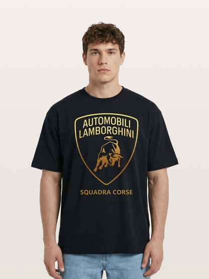 Lamborghini Squadra Corse Gold Shield Cotton T-shirt
