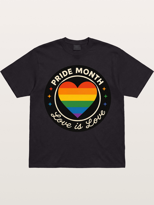 Pride Month Love Is Love Heart Badge Gildan T-shirt