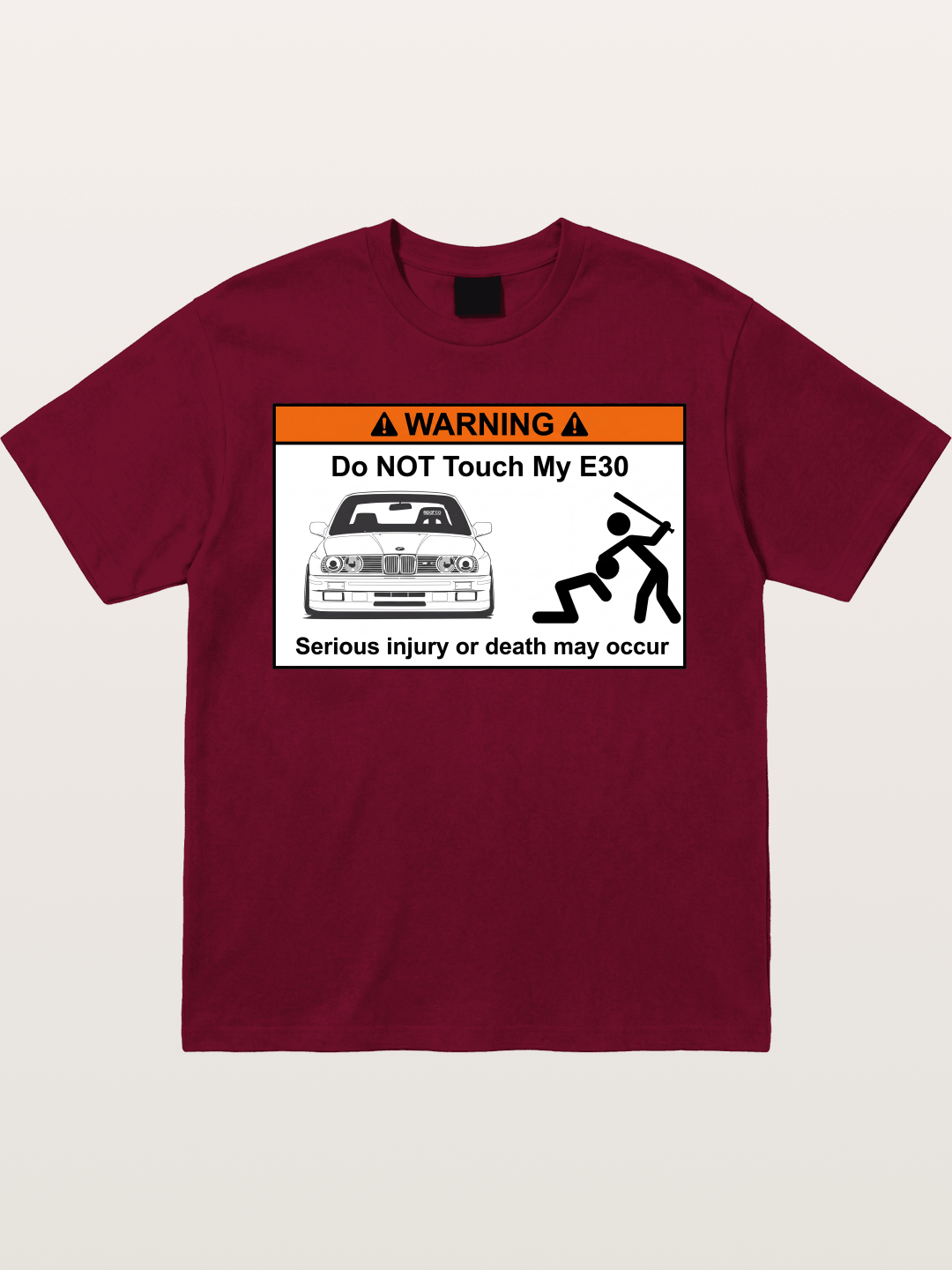 E30 Warning Sticker Print Gildan T-shirt
