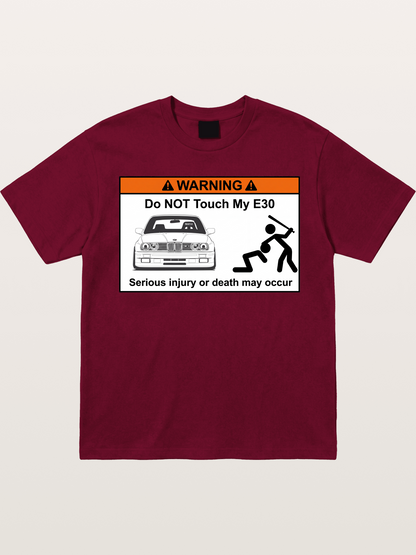 E30 Warning Sticker Print Gildan T-shirt