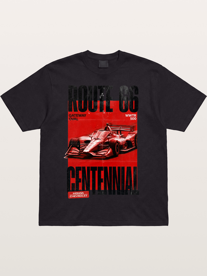 Red Tone Route66 Racing Card Cotton T-shirt