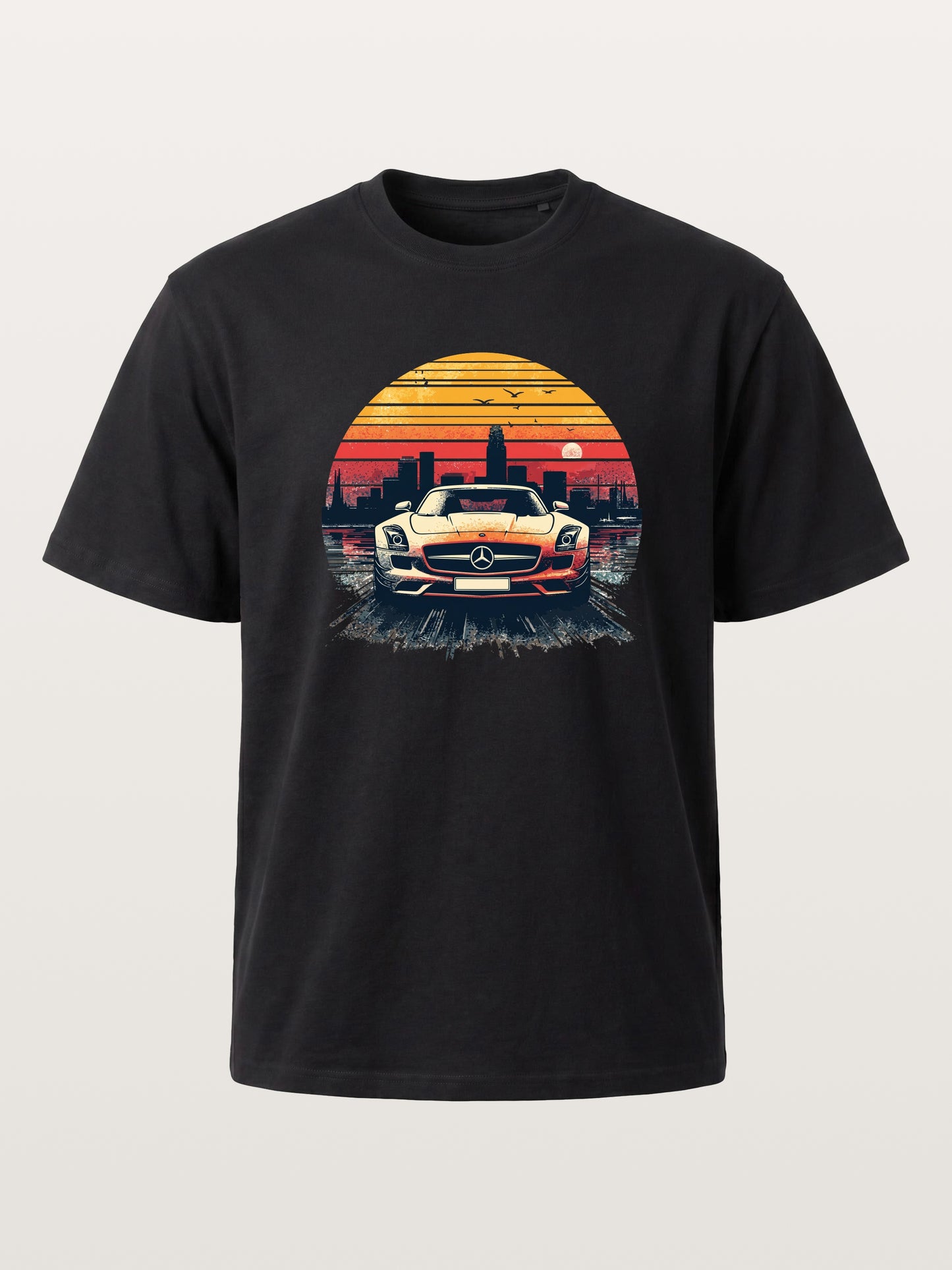 AMG Sport Car Retro Sunset Cityscape Cotton T-shirt