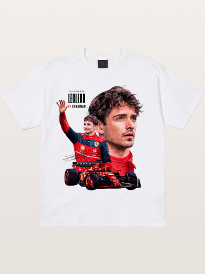 Leclerc Ferrari F1 Collage Art Cotton T-shirt