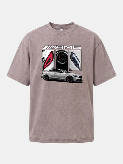 AMG Coupe Split Body Component Collage Washed T-shirt