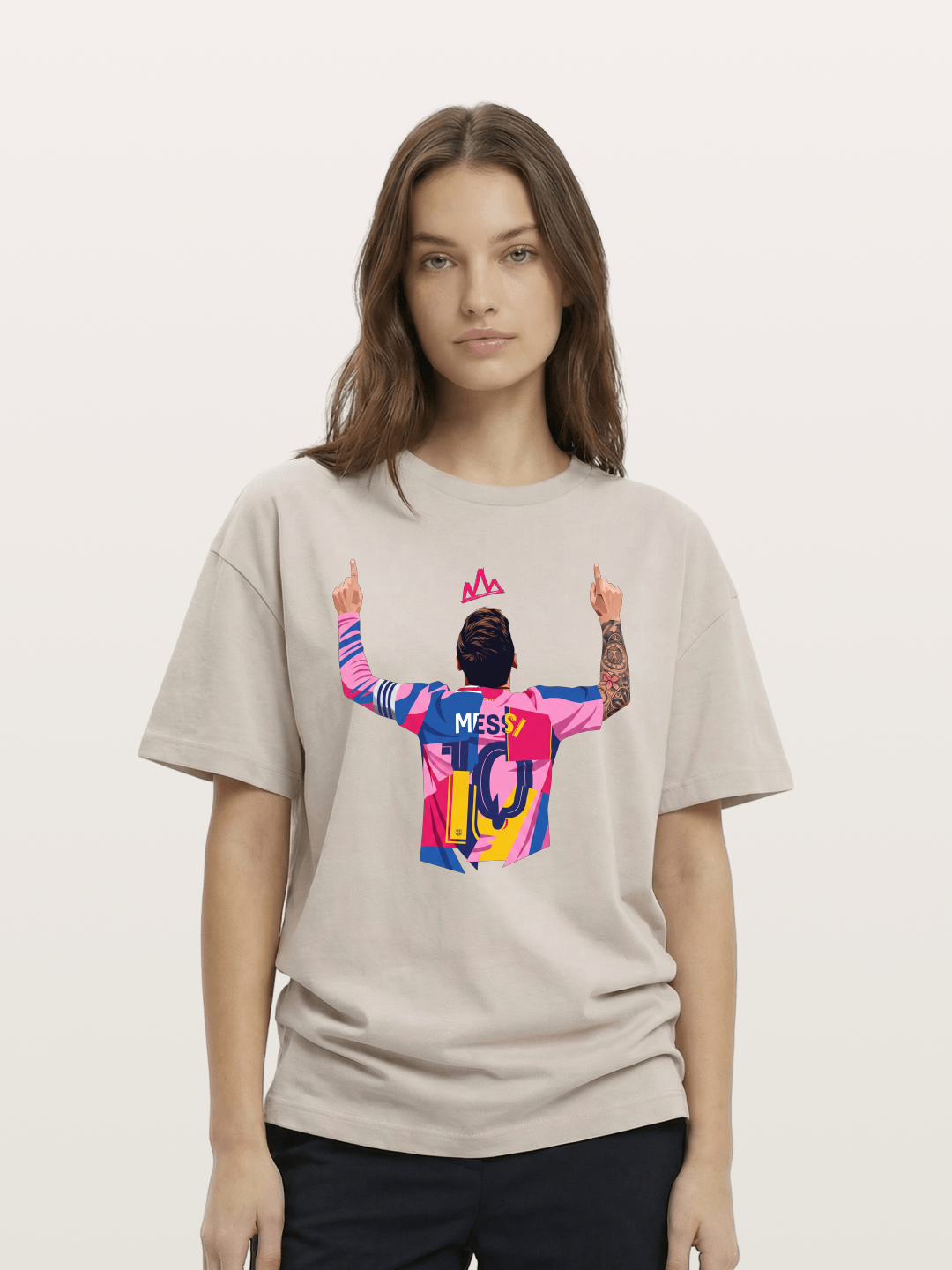 Messi No.10 Celebration Pose Cotton T-shirt